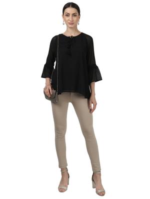 tie up neck bell sleeved top - 17694446 - Standard Image - 4