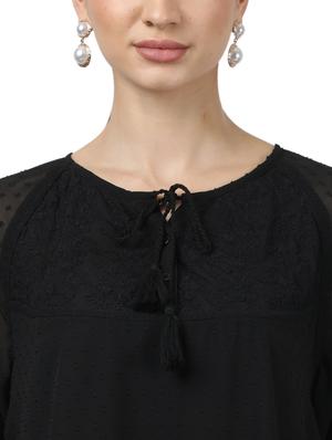 tie up neck bell sleeved top - 17694446 - Standard Image - 5