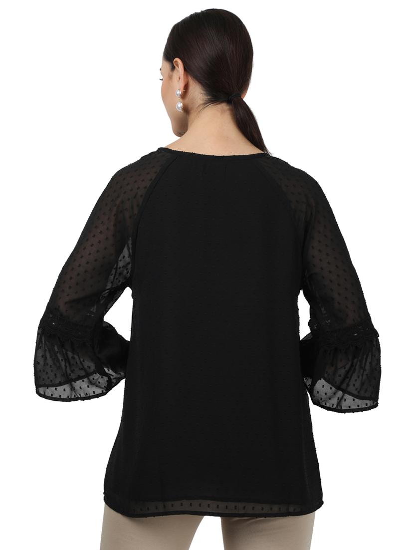 tie up neck bell sleeved top - 17694446 - Zoom Image - 3