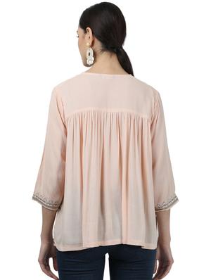tie up neck embroidered detail top - 17694448 - Standard Image - 3