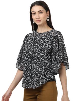 bell sleeved printed top - 17694449 - Standard Image - 2