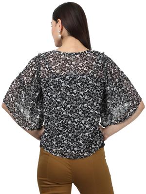 bell sleeved printed top - 17694449 - Standard Image - 3