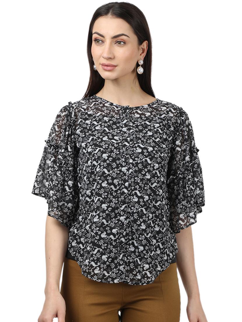 bell sleeved printed top - 17694449 - Zoom Image - 1