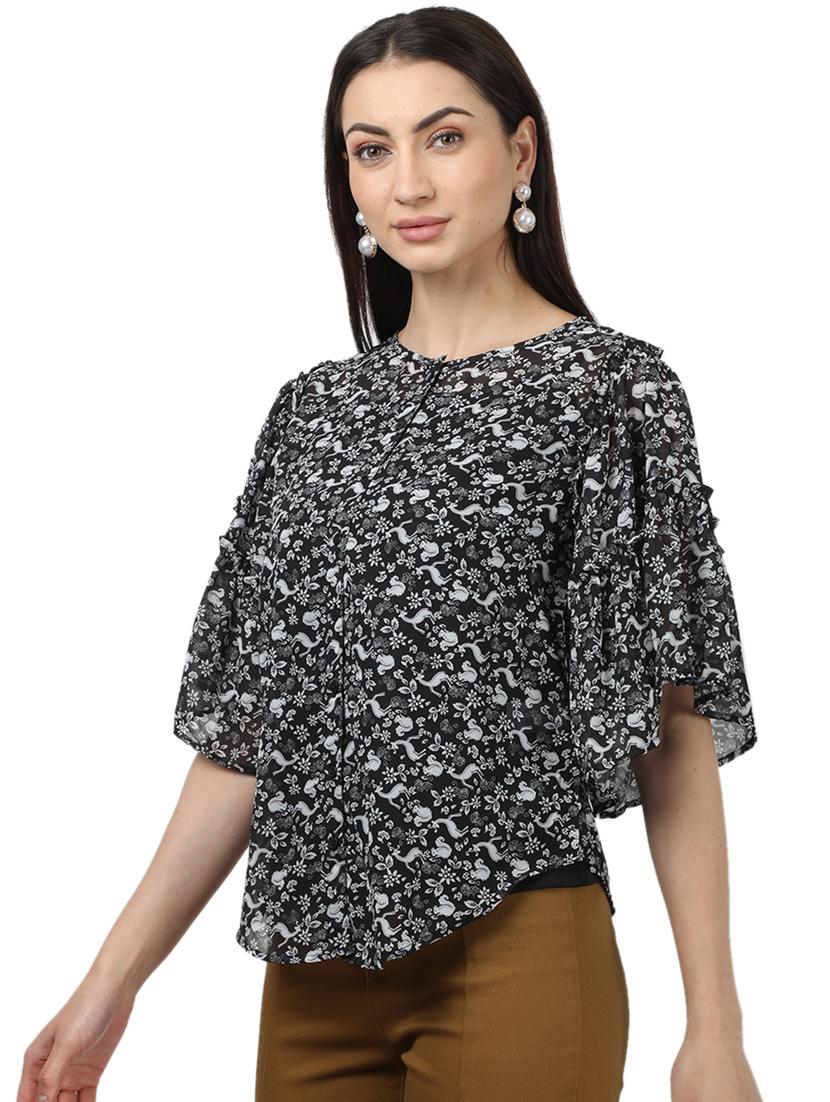 bell sleeved printed top - 17694449 - Zoom Image - 2