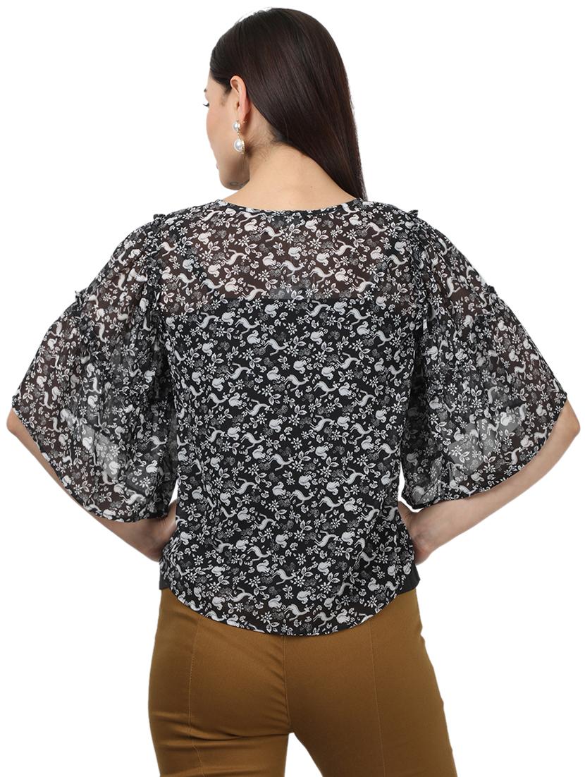 bell sleeved printed top - 17694449 - Zoom Image - 3