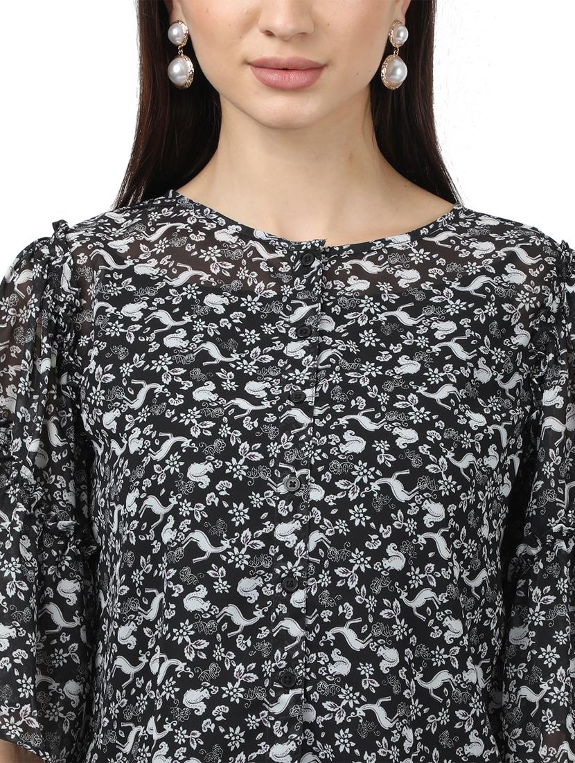 bell sleeved printed top - 17694449 - Zoom Image - 5