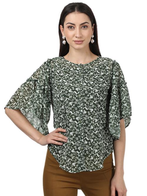 bell sleeved printed top - 17694450 - Standard Image - 1