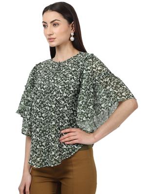 bell sleeved printed top - 17694450 - Standard Image - 2
