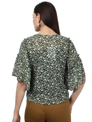 bell sleeved printed top - 17694450 - Standard Image - 3