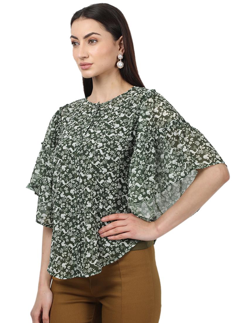 bell sleeved printed top - 17694450 - Zoom Image - 2
