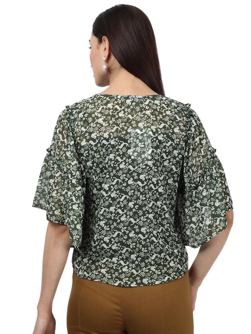 bell sleeved printed top - 17694450 - Zoom Image - 3