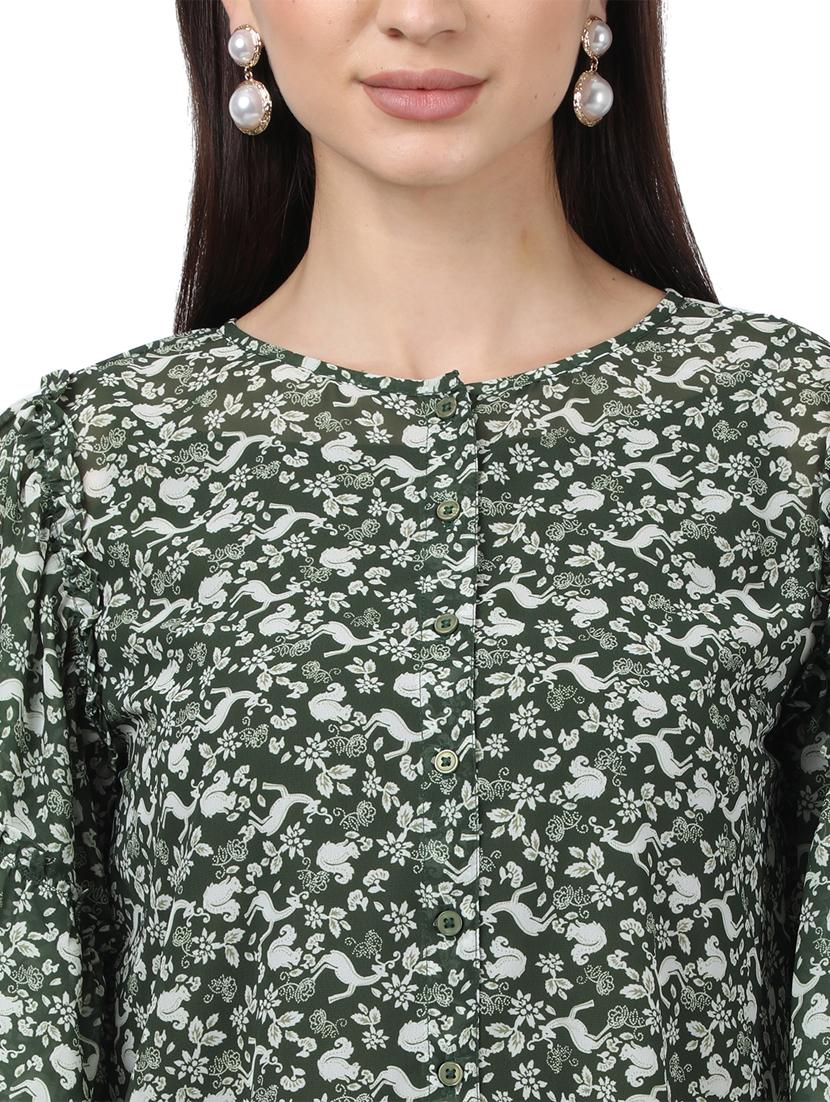 bell sleeved printed top - 17694450 - Zoom Image - 5