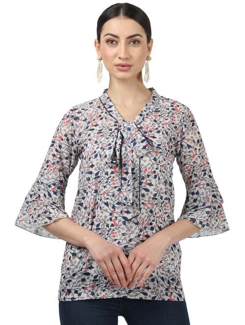bell sleeved printed top - 17694451 - Standard Image - 1
