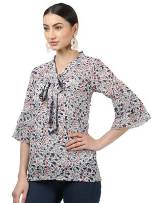 bell sleeved printed top - 17694451 - Standard Image - 2