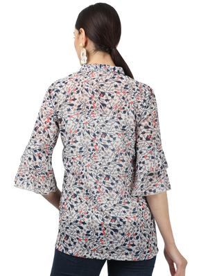 bell sleeved printed top - 17694451 - Standard Image - 3