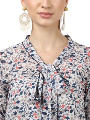 bell sleeved printed top - 17694451 - Standard Image - 5