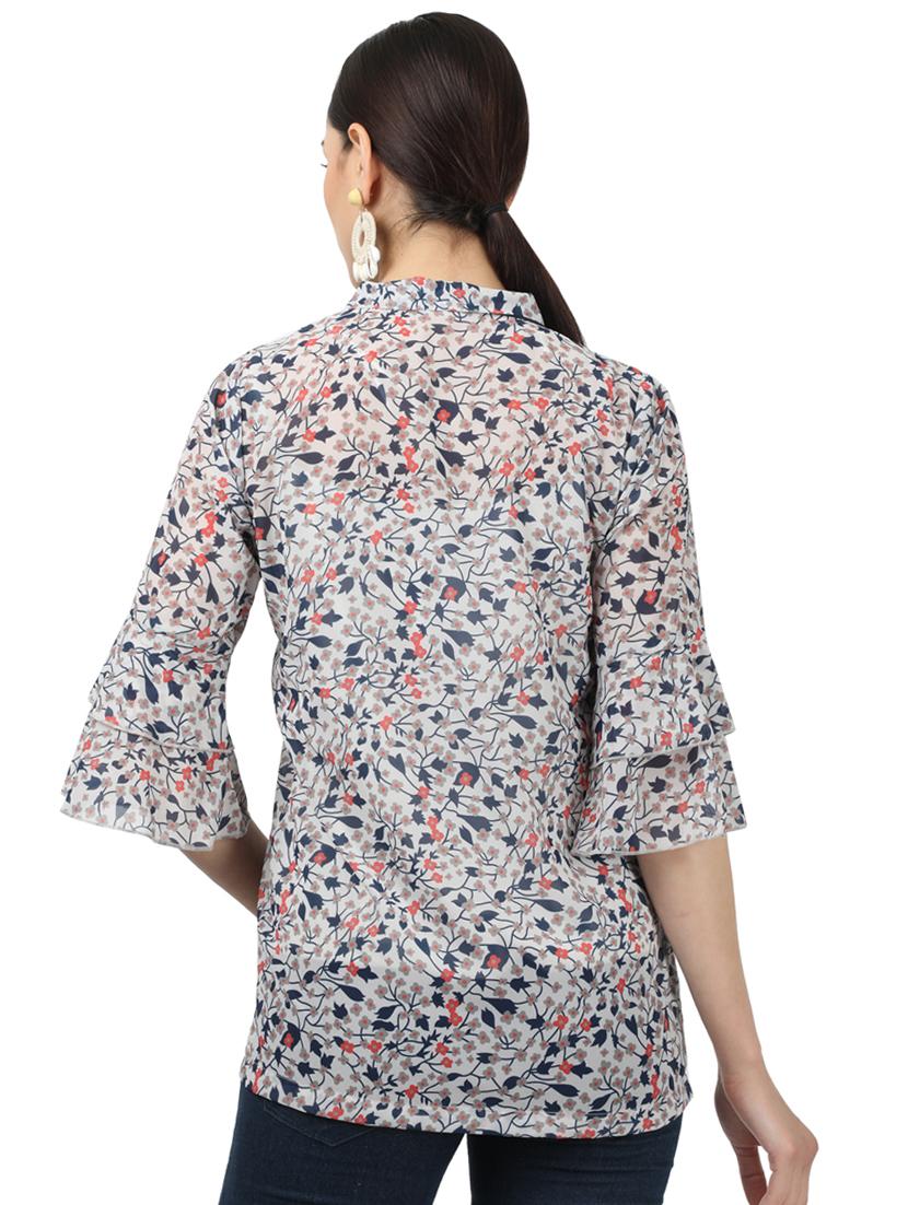 bell sleeved printed top - 17694451 - Zoom Image - 3