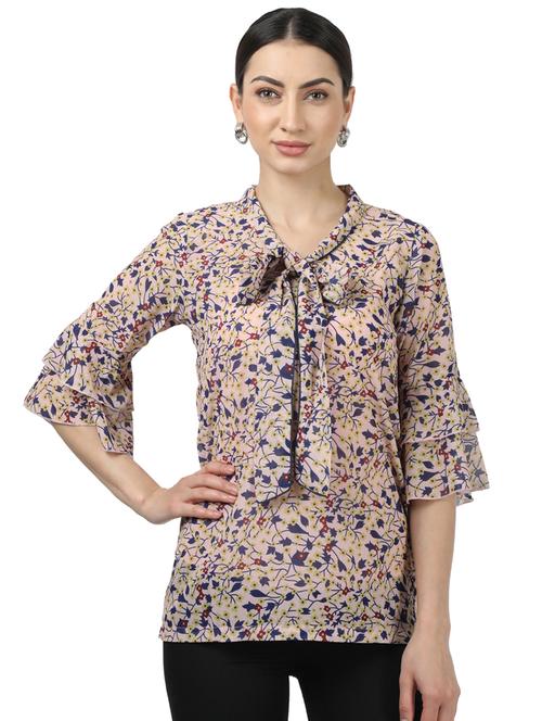 bell sleeved printed top - 17694452 - Standard Image - 1