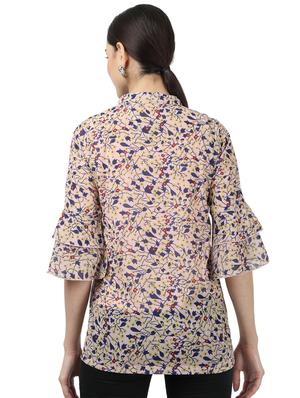 bell sleeved printed top - 17694452 - Standard Image - 3