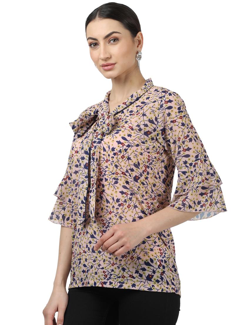 bell sleeved printed top - 17694452 - Zoom Image - 2