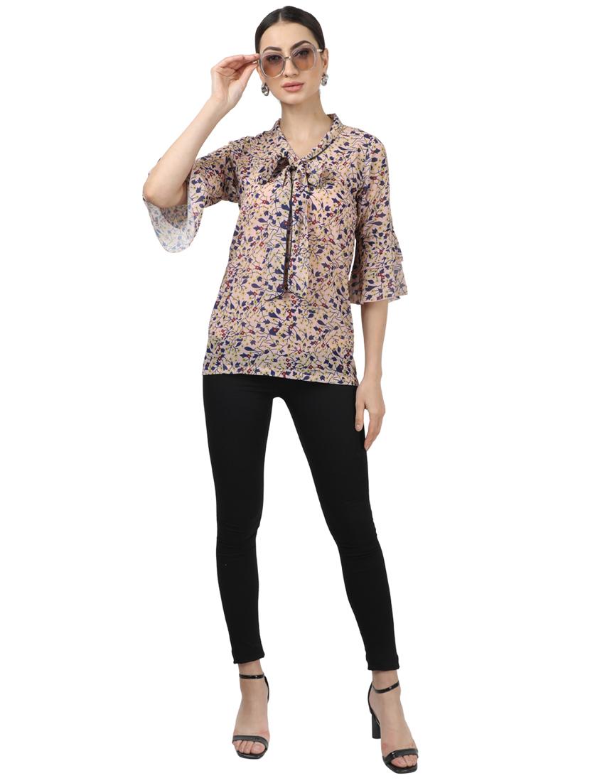 bell sleeved printed top - 17694452 - Zoom Image - 4