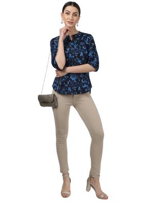 mandarin neck floral top - 17694454 - Standard Image - 4