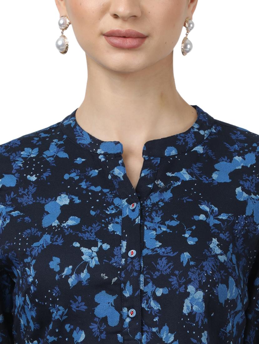 mandarin neck floral top - 17694454 - Zoom Image - 5