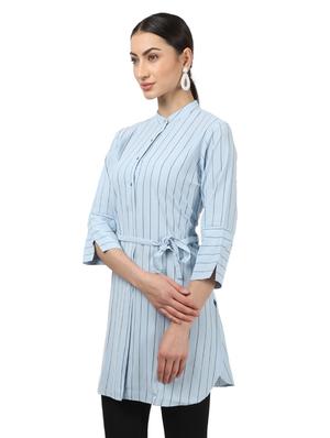 tie front striped tunic - 17694459 - Standard Image - 2