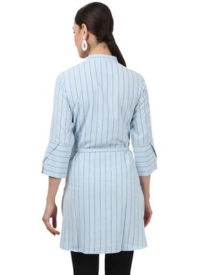 tie front striped tunic - 17694459 - Standard Image - 3