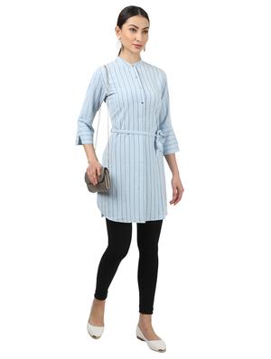 tie front striped tunic - 17694459 - Standard Image - 4
