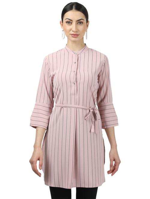 tie front striped tunic - 17694460 - Standard Image - 1