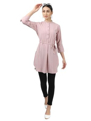 tie front striped tunic - 17694460 - Standard Image - 4