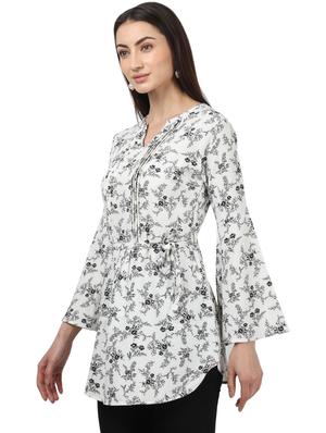 tie front floral tunic - 17694463 - Standard Image - 2
