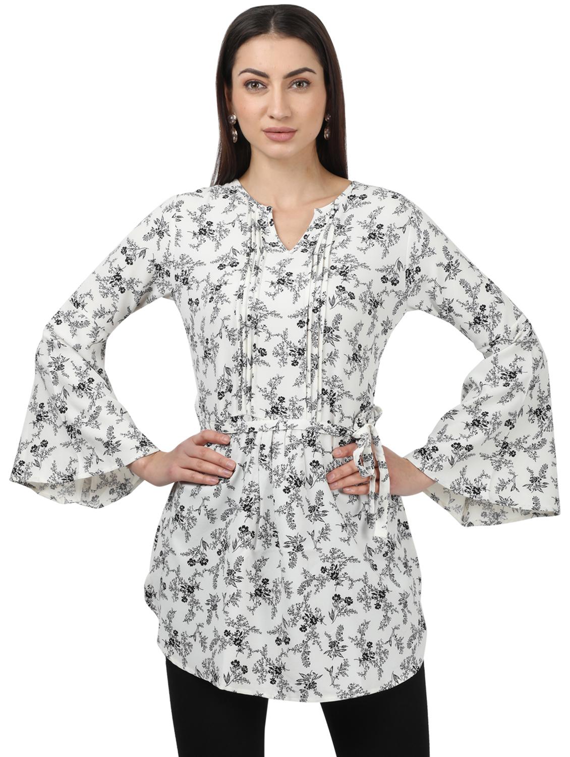 tie front floral tunic - 17694463 - Zoom Image - 1