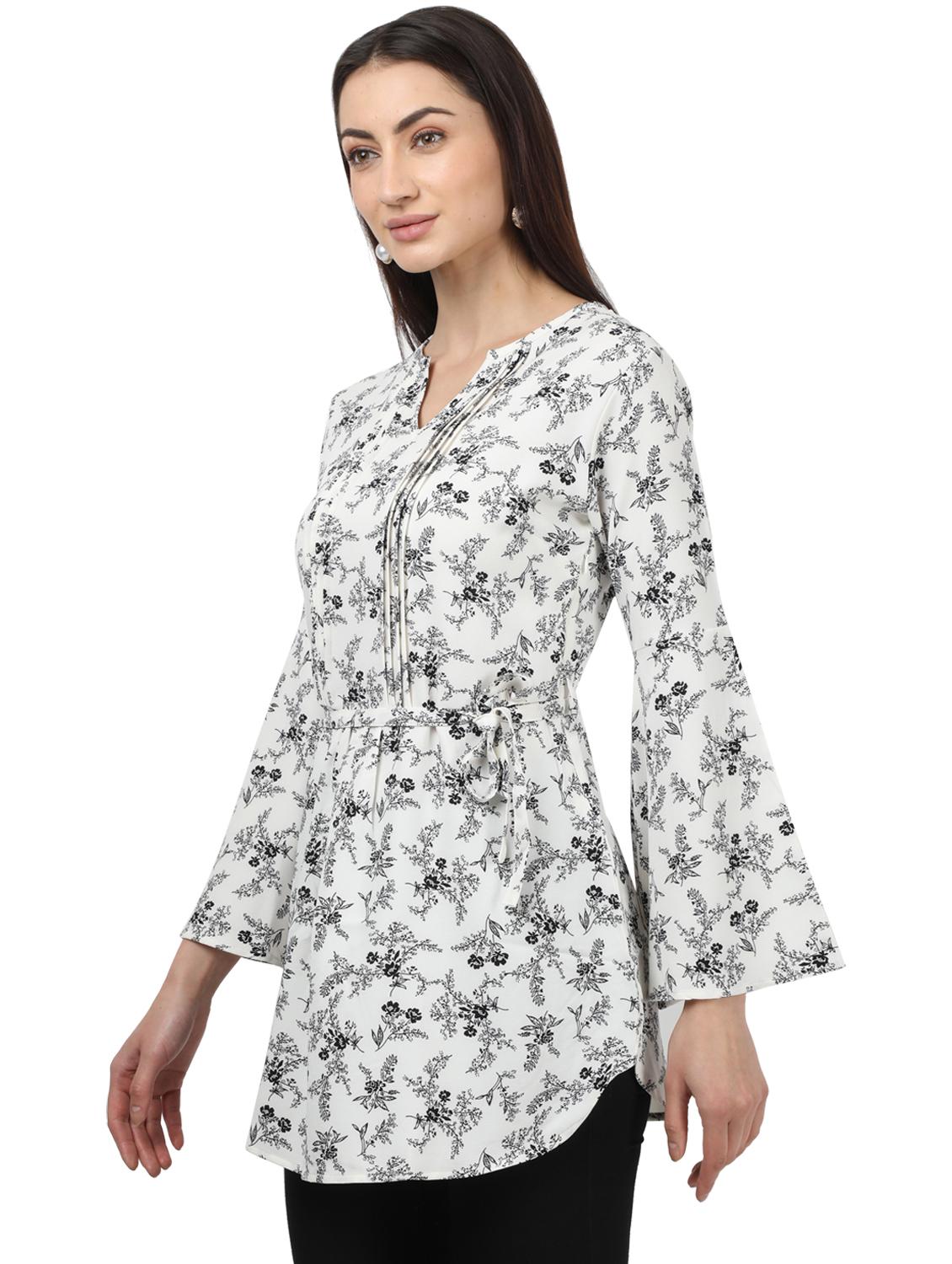 tie front floral tunic - 17694463 - Zoom Image - 2