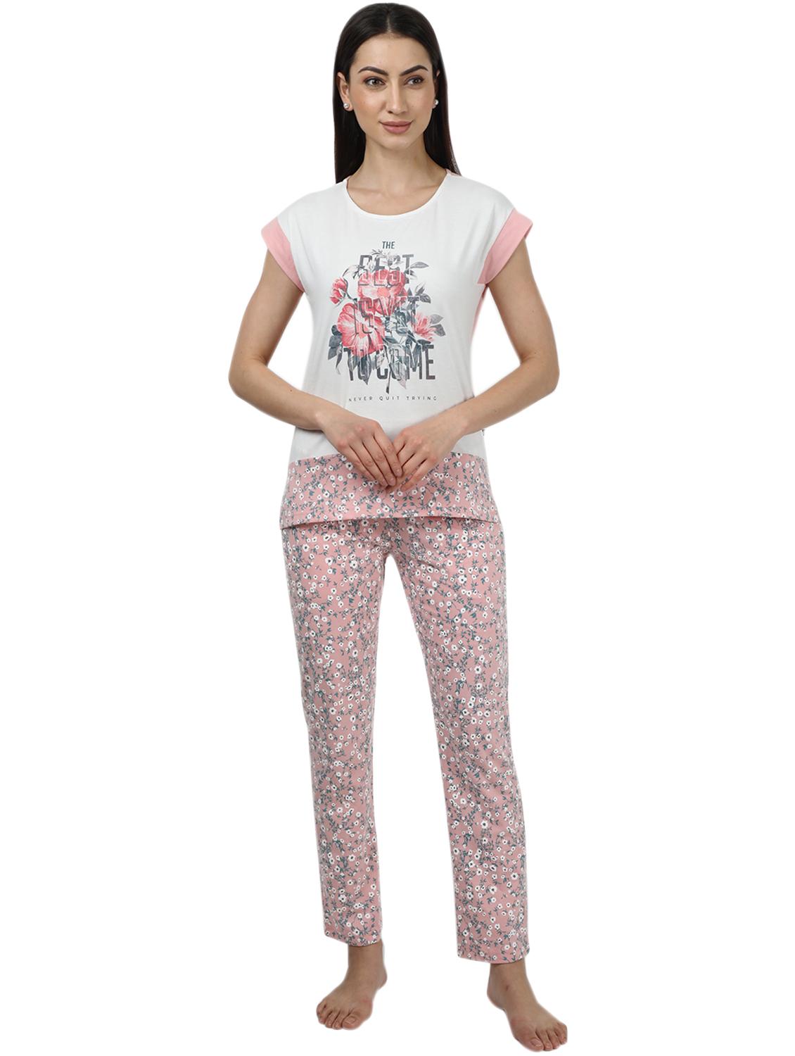 round neck printed nightwear pajama set - 17694475 - Zoom Image - 1