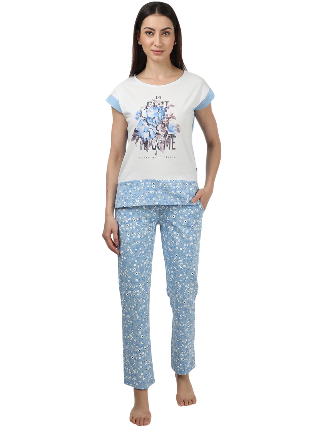 round neck printed nightwear pajama set - 17694476 - Zoom Image - 1
