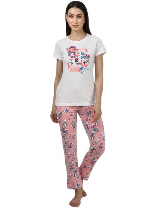 round neck printed nightwear pajama set - 17694481 - Standard Image - 1