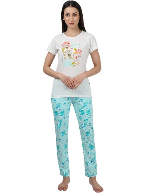 round neck printed nightwear pajama set - 17694482 - Standard Image - 1