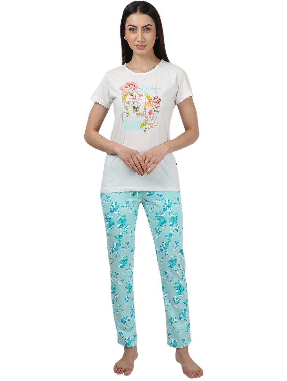 round neck printed nightwear pajama set - 17694482 - Zoom Image - 1