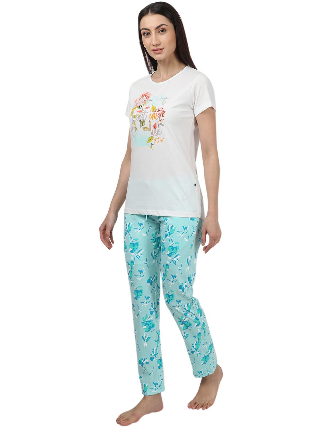 round neck printed nightwear pajama set - 17694482 - Zoom Image - 2