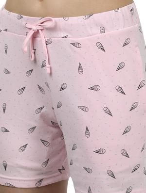 round neck printed nightwear shorts set - 17694484 - Standard Image - 4