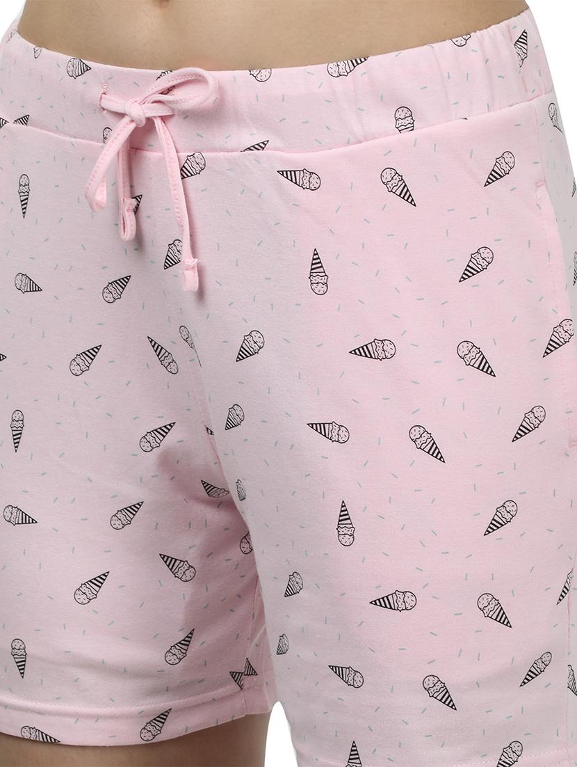 round neck printed nightwear shorts set - 17694484 - Zoom Image - 4