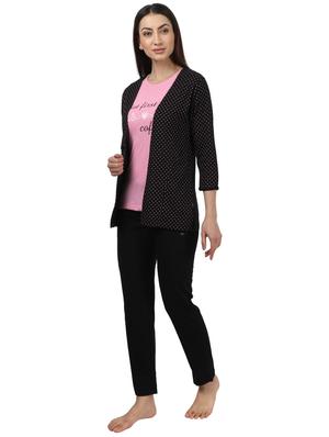 round neck printed nightwear pajama set - 17694485 - Standard Image - 3