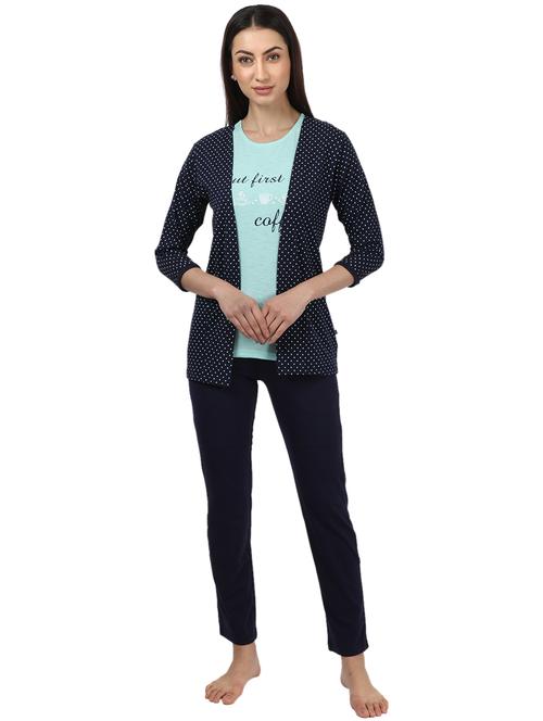 round neck printed nightwear pajama set - 17694486 - Standard Image - 1