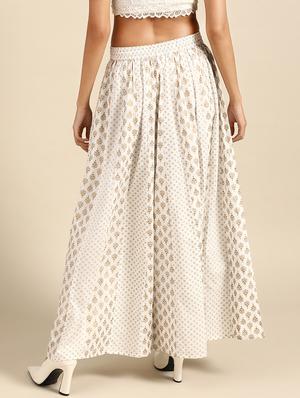 offwhite cotton flared palazzo - 17694524 - Standard Image - 2