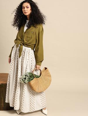 offwhite cotton flared palazzo - 17694524 - Standard Image - 3