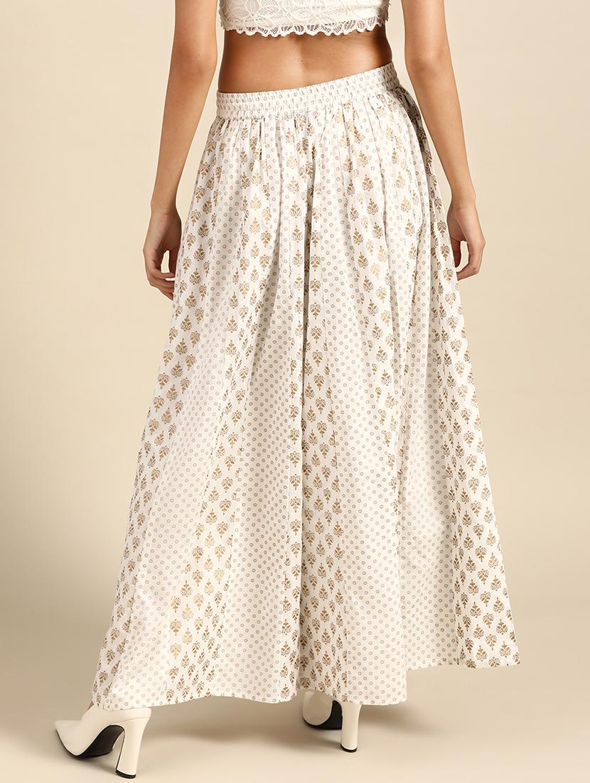 offwhite cotton flared palazzo - 17694524 - Zoom Image - 2