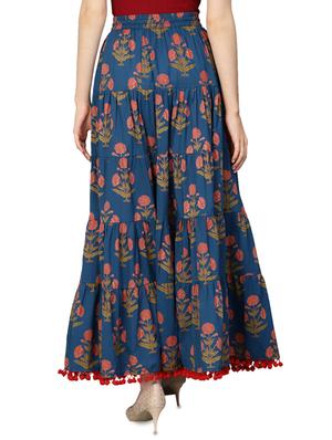 blue cotton flared skirt - 17694612 - Standard Image - 3