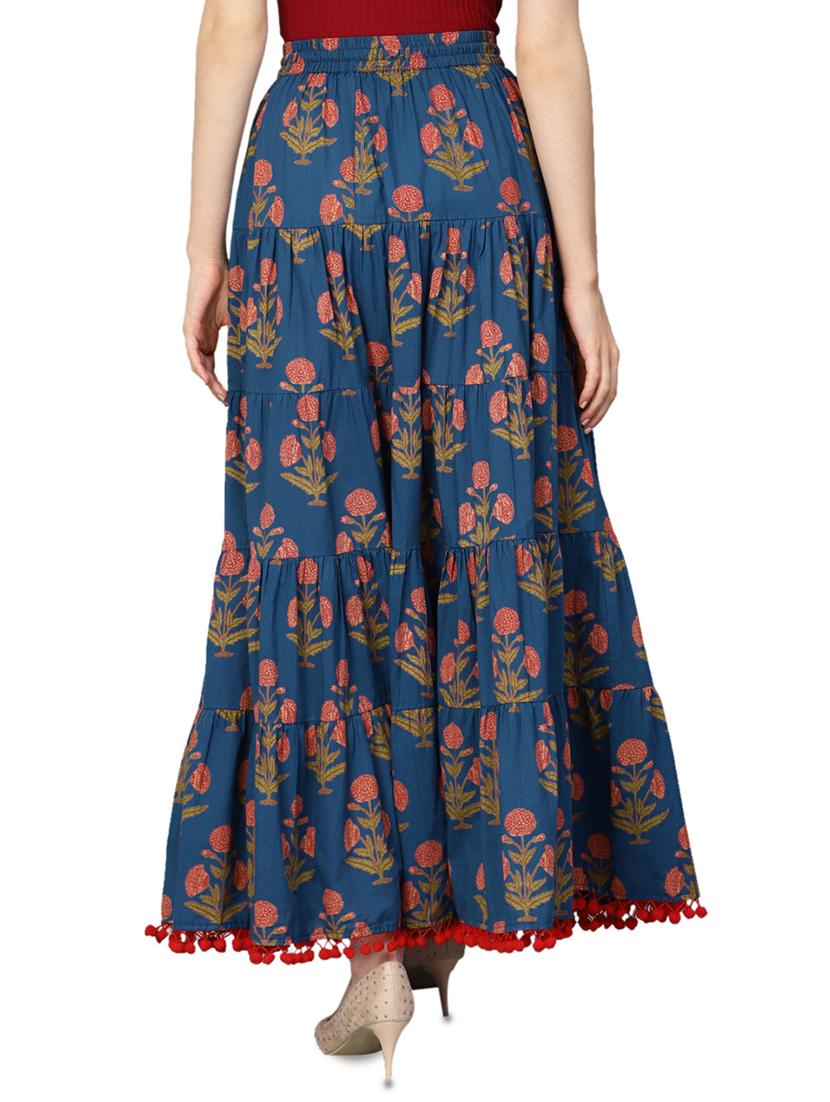 blue cotton flared skirt - 17694612 - Zoom Image - 3